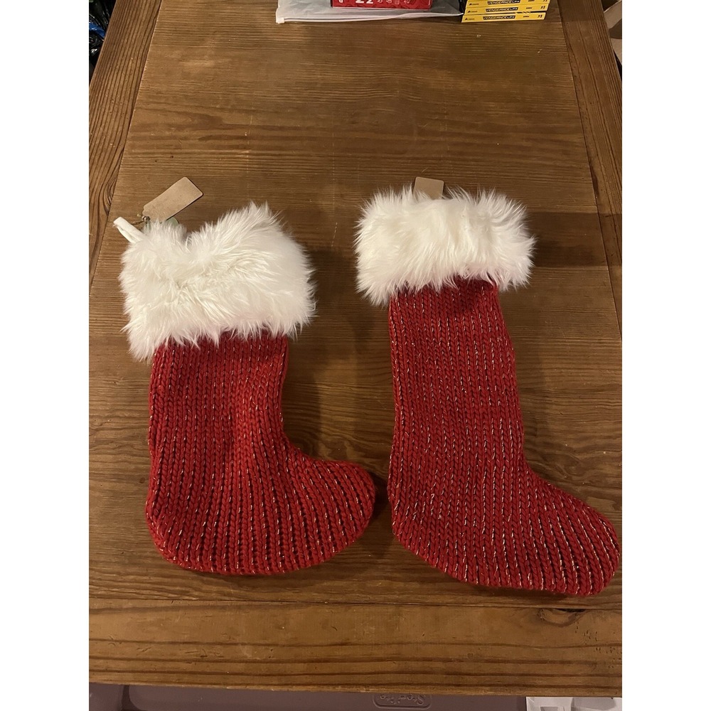 Classic Christmas Stockings With Some Gold Trim 2 Pack